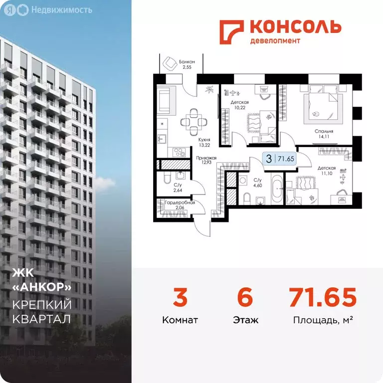 3-комнатная квартира: Нижний Новгород, Канавинский район, 15-й ... - Фото 0