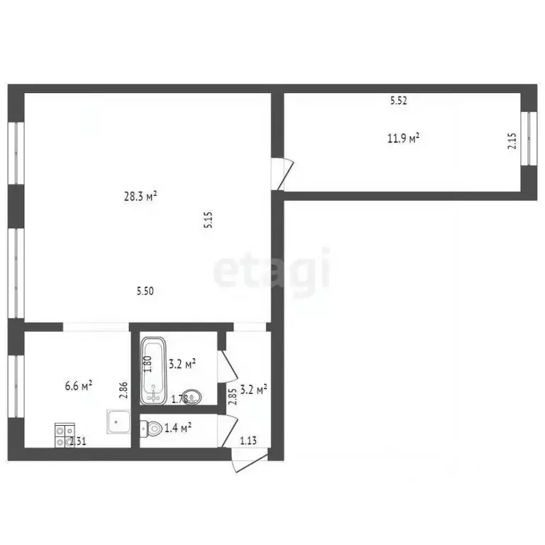 2-к кв. Калининградская область, Калининград ул. Чайковского, 6 (54.6 ... - Фото 1