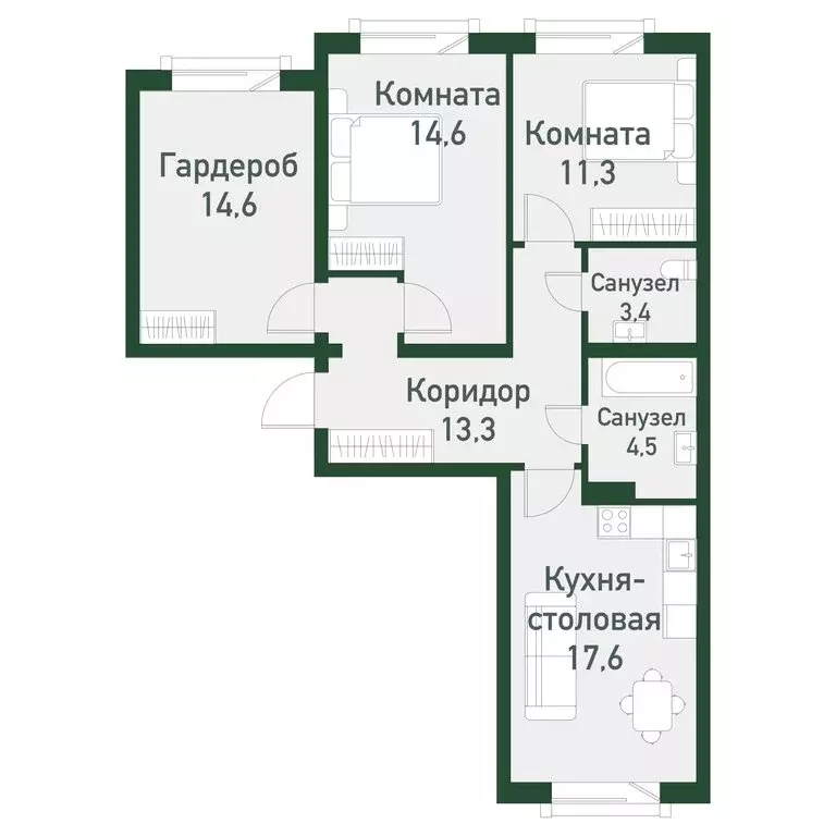 2-комнатная квартира: посёлок Западный, посёлок Западный-2 (79.2 м) - Фото 0