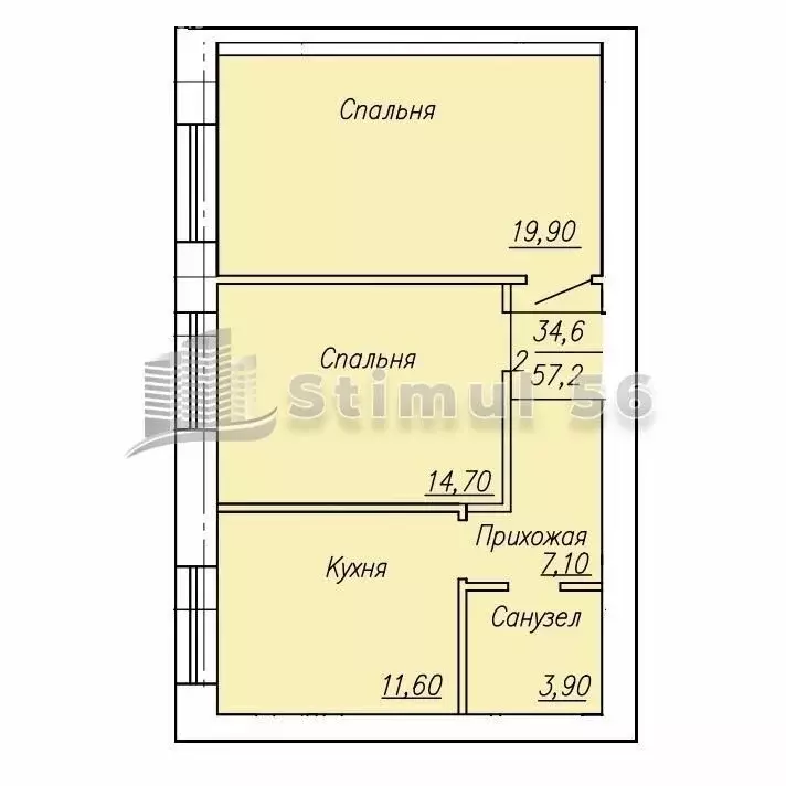 2-комнатная квартира: посёлок Пригородный, Р-336, Оренбург – Орск, ... - Фото 1