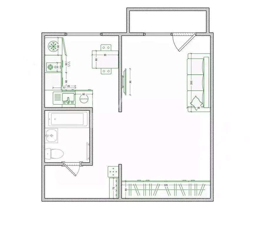 1-к кв. Омская область, Омск Пригородная ул., 10/1 (30.8 м) - Фото 2