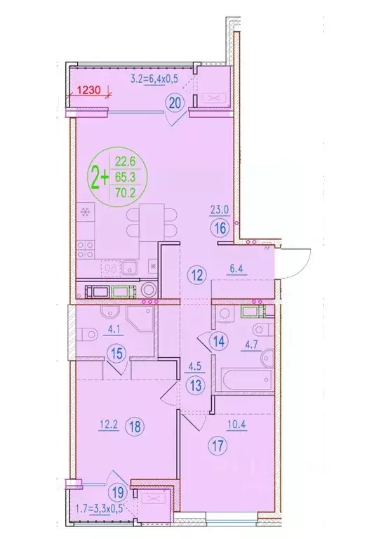 2-к кв. Астраханская область, Астрахань ул. Мусы Джалиля, 54 (70.2 м) - Фото 0