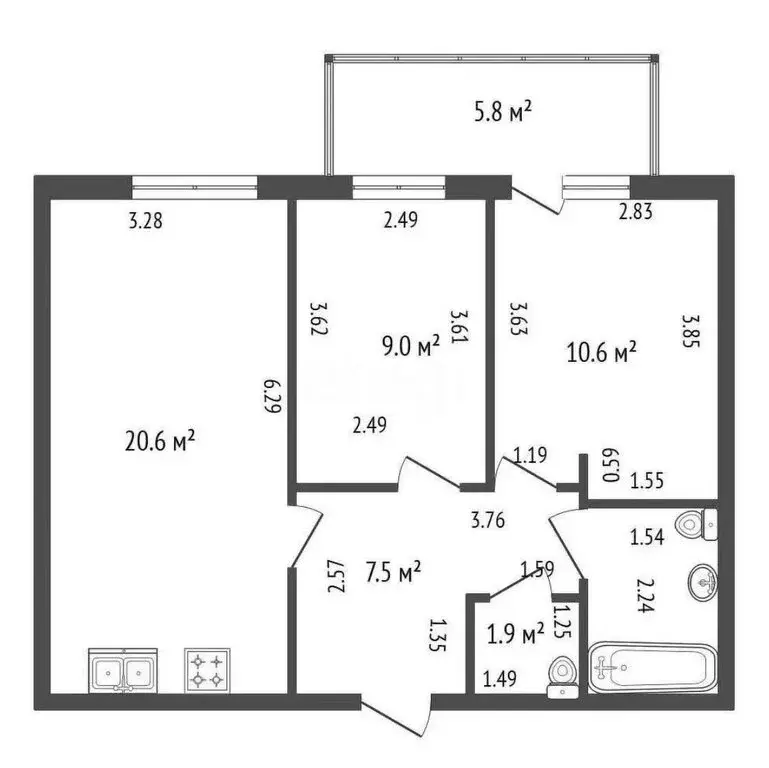 2-комнатная квартира: Санкт-Петербург, улица Оптиков, 34к1 (53 м) - Фото 1