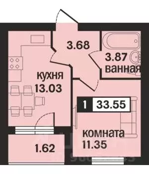 1-к кв. Владимирская область, Муром ул. 1-я Новослободская (33.55 м) - Фото 0