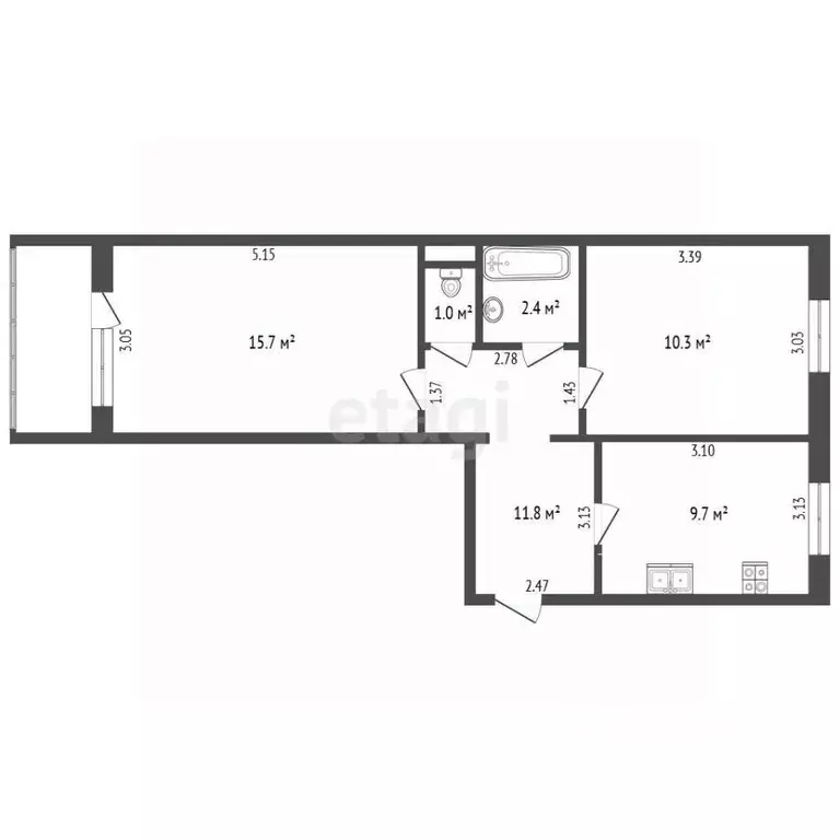 2-к кв. Забайкальский край, Чита ул. Энтузиастов, 92 (50.6 м) - Фото 2