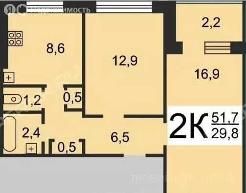 2-комнатная квартира: нижний новгород, улица даргомыжского, 18 (50 м) - Фото 0