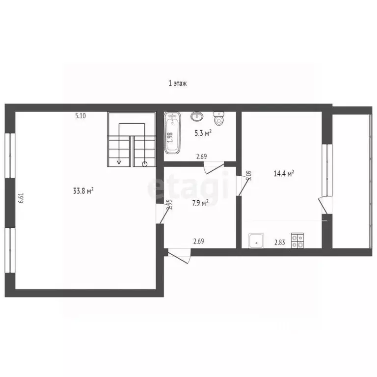 4-к кв. Калужская область, Калуга пер. 1-й Больничный, 17 (130.0 м) - Фото 2