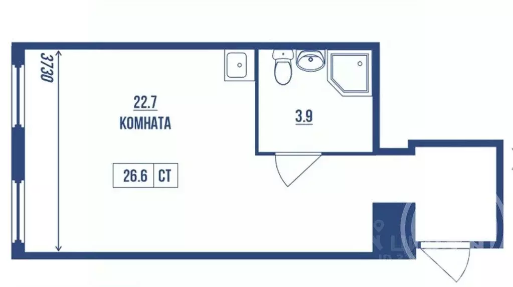 Квартира, студия, 26.6 м - Фото 1
