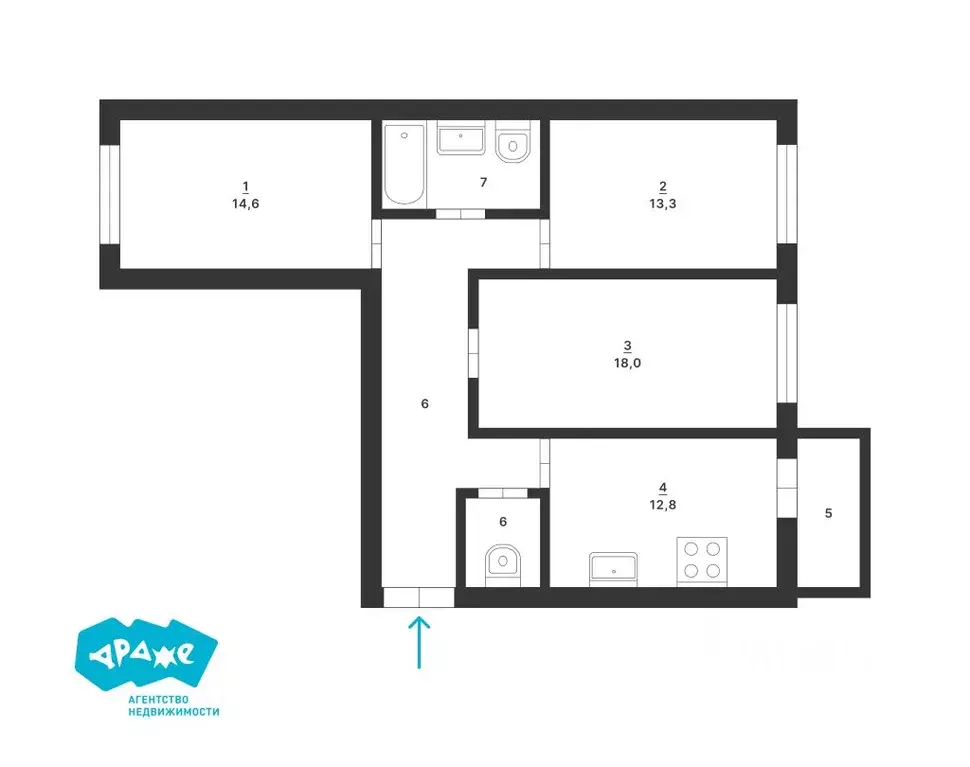3-к кв. Свердловская область, Екатеринбург ул. Рябинина, 19 (79.9 м) - Фото 2