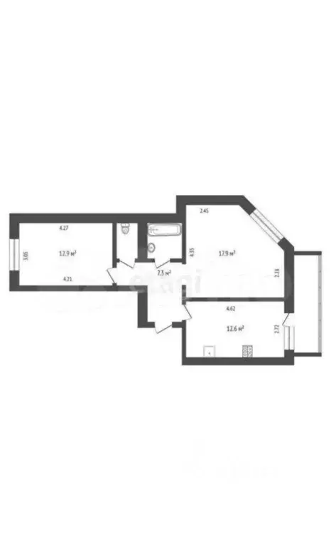 2-к кв. Владимирская область, Владимир ул. Мира, 15б (55.9 м) - Фото 2