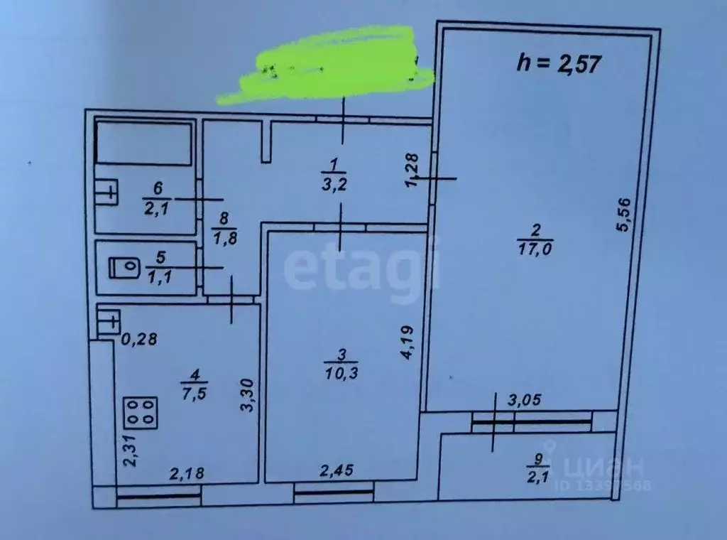 2-к кв. Тверская область, Тверь Пролетарская наб., 11 (43.0 м) - Фото 2