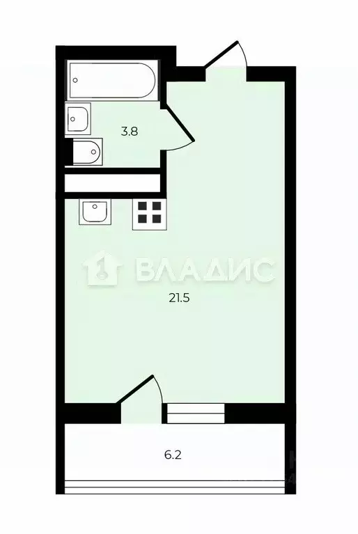 Студия Санкт-Петербург Днепропетровская ул., 37 (25.3 м) - Фото 2