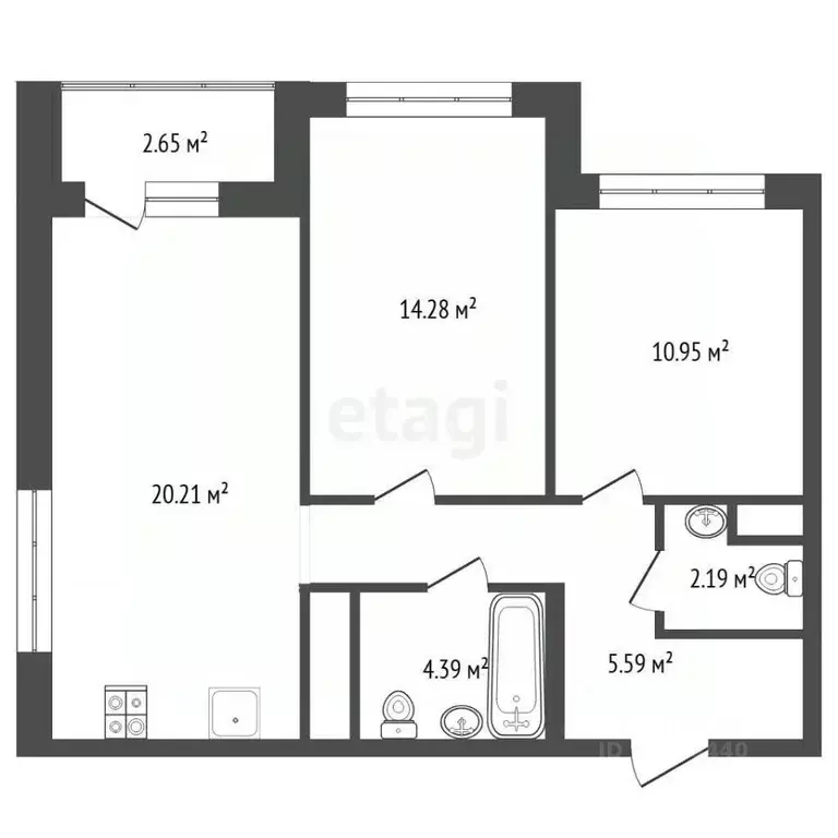 2-к кв. Тюменская область, Тюмень ул. Разведчика Кузнецова, 7 (63.5 м) - Фото 1