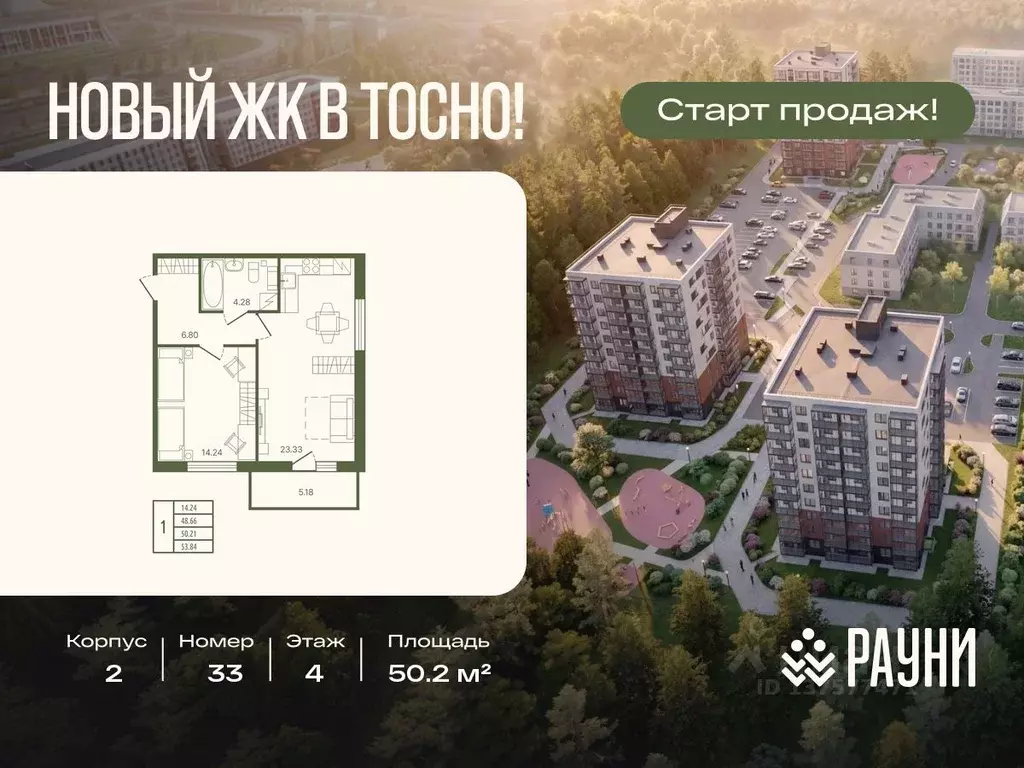 1-к кв. Ленинградская область, Тосно г. Тосненский район, Тосненское ... - Фото 1