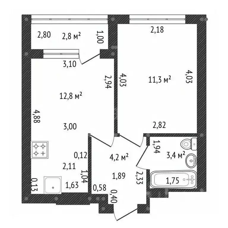 2-к кв. Башкортостан, Уфа ул. Бородинская, 19/1 (33.7 м) - Фото 2