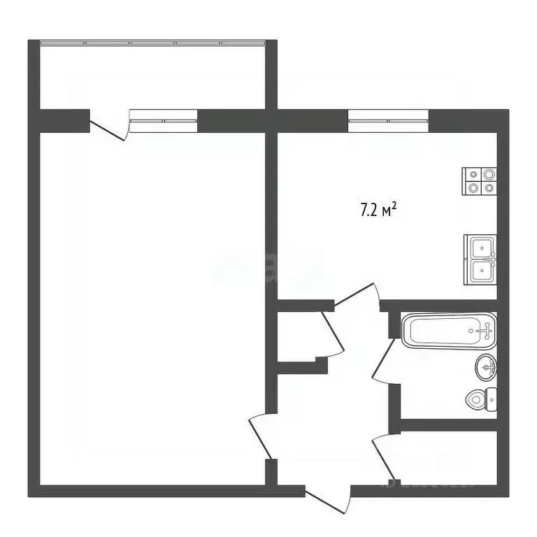 1-к кв. Севастополь ул. Генерала Жидилова, 40 (34.2 м) - Фото 2