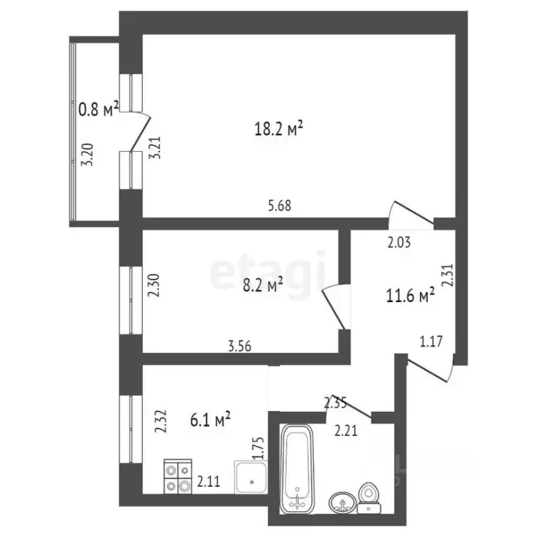 2-к кв. Московская область, Дмитровский муниципальный округ, пос. ... - Фото 2