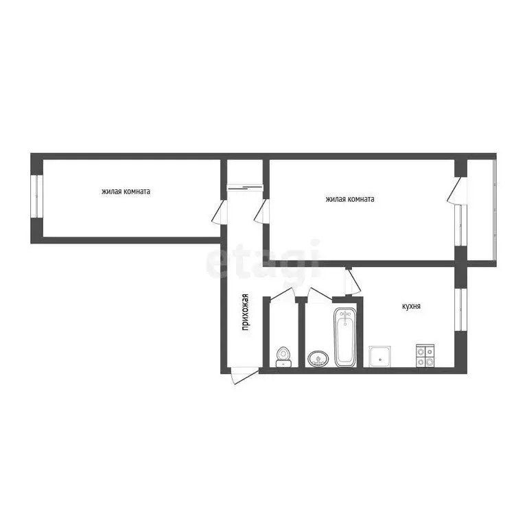 2-комнатная квартира: Белгород, улица Николая Чумичова, 59 (43.6 м) - Фото 1