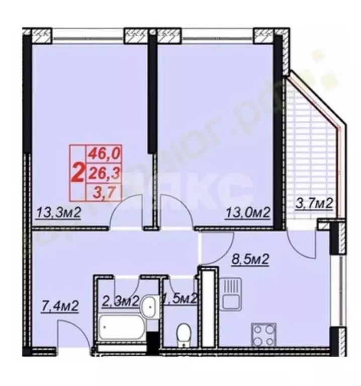 2-к кв. Краснодарский край, Анапа Крестьянская ул., 27к2 (50.0 м) - Фото 2