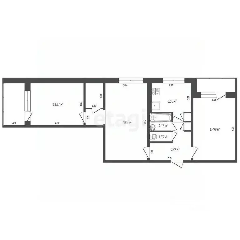 3-к кв. Мордовия, Саранск ул. Розы Люксембург, 14 (63.0 м) - Фото 1