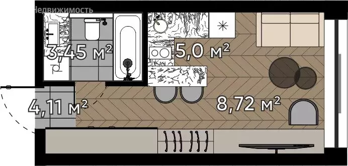 Квартира-студия: Москва, улица Берзарина, 37 (21.28 м) - Фото 0