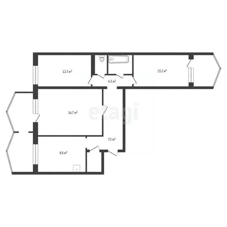 3-к кв. Красноярский край, Красноярск Верхняя ул., 5б (72.2 м) - Фото 2