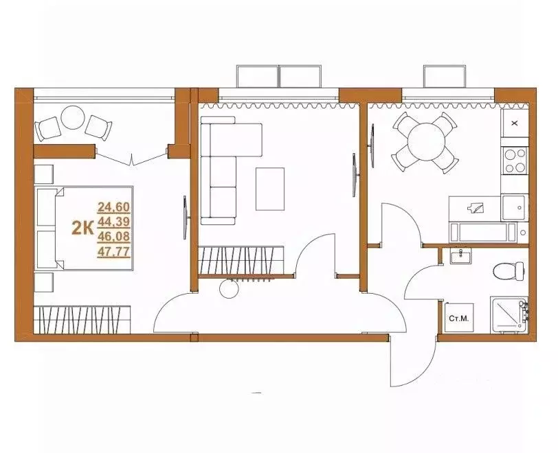 2-к кв. Челябинская область, Челябинск ул. Блюхера, 126 (46.0 м) - Фото 1