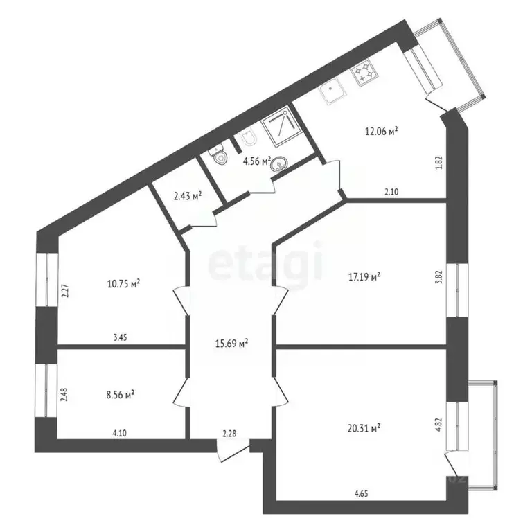 4-к кв. Костромская область, Нерехта Октябрьская ул., 11 (91.3 м) - Фото 1