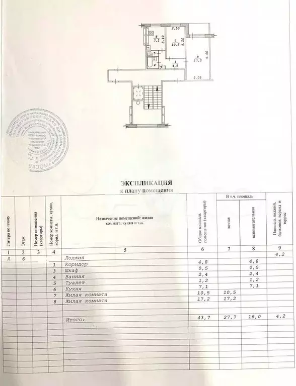 2-к. квартира, 43,7 м, 6/9 эт. - Фото 0