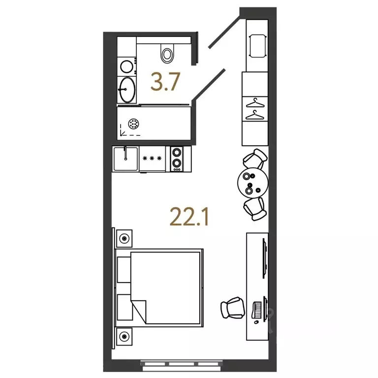 Студия Санкт-Петербург Ташкентская ул., 6к2 (25.8 м) - Фото 0
