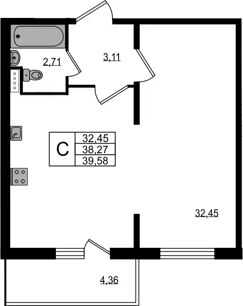 Продаётся квартира-студия, 39.58 м - Фото 0