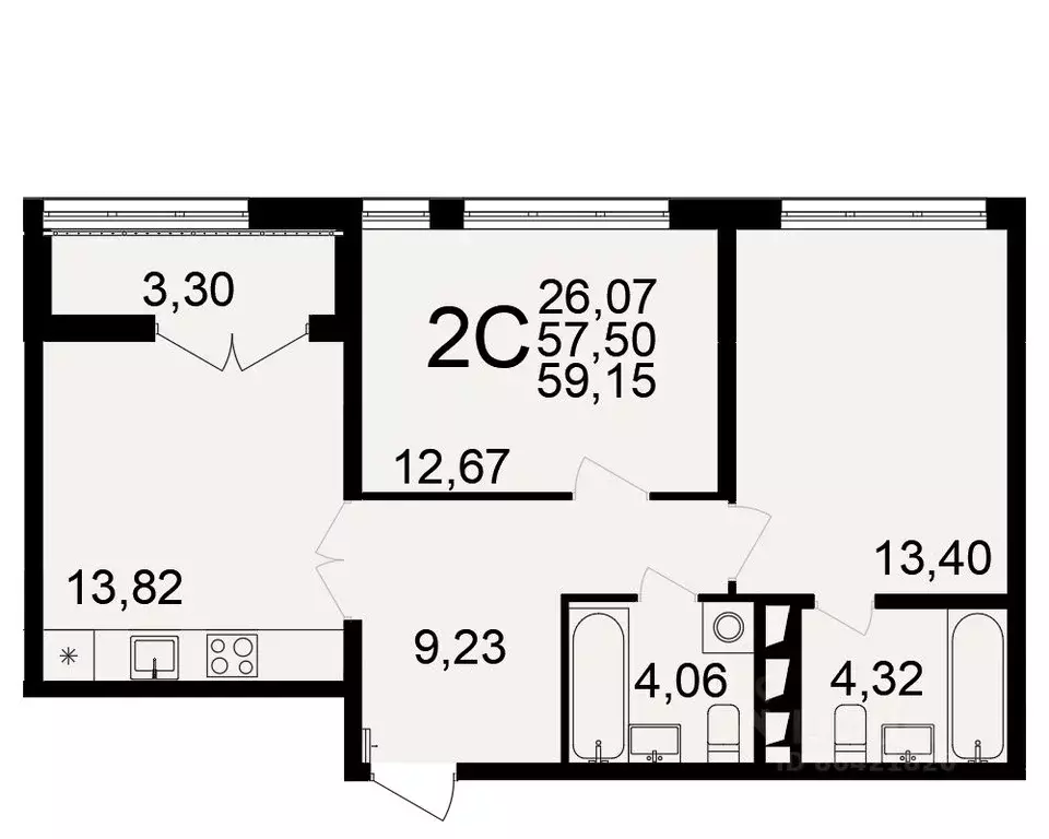 2-к кв. Тульская область, Тула пос. Горелки,  (59.15 м) - Фото 0