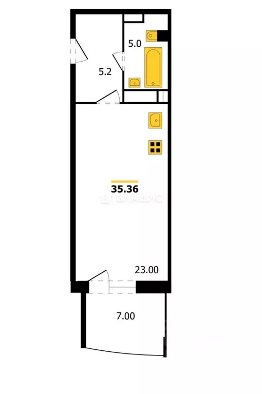 Студия Владимирская область, Владимир ул. Лакина, 2Б (33.2 м) - Фото 2