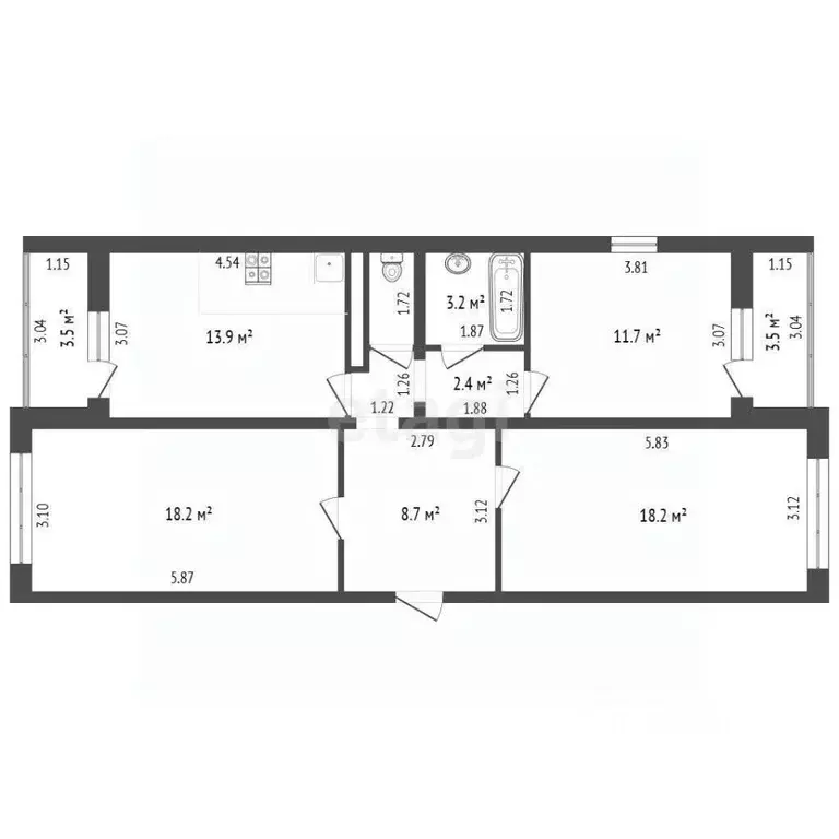 3-к кв. Ростовская область, Ростов-на-Дону ул. Драгунская, 14 (79.3 м) - Фото 1