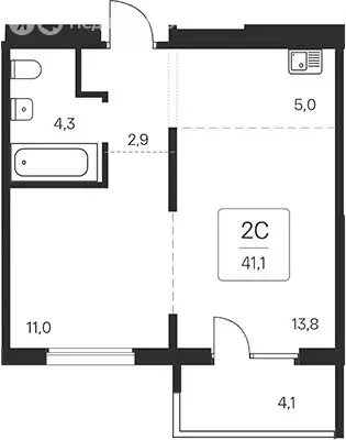 2-комнатная квартира: Новосибирск, квартал на Игарской (37 м) - Фото 1