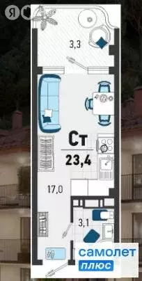 Квартира-студия: село Агой, Конечная улица, 4 (23 м) - Фото 1