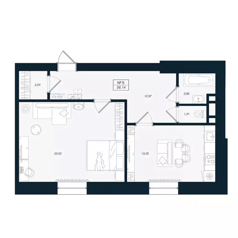 2-к кв. Ленинградская область, Выборгский район, Рощино пгт ул. ... - Фото 1