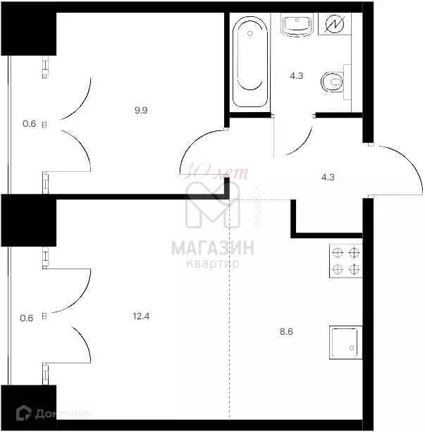 Продаётся квартира-студия, 40.7 м - Фото 0
