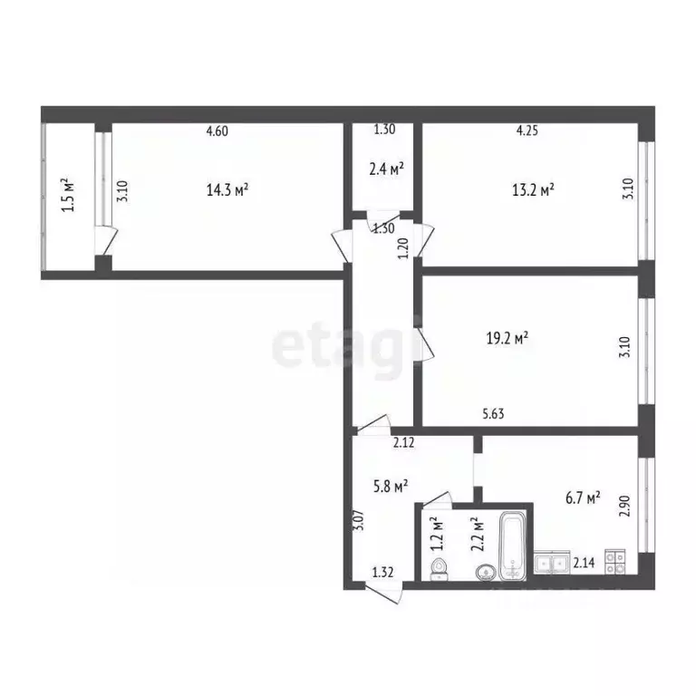 3-к кв. Мордовия, Саранск ул. Пушкина, 38 (64.4 м) - Фото 1
