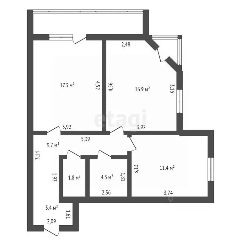 2-к кв. Амурская область, Благовещенск ул. Шимановского, 82 (69.2 м) - Фото 1