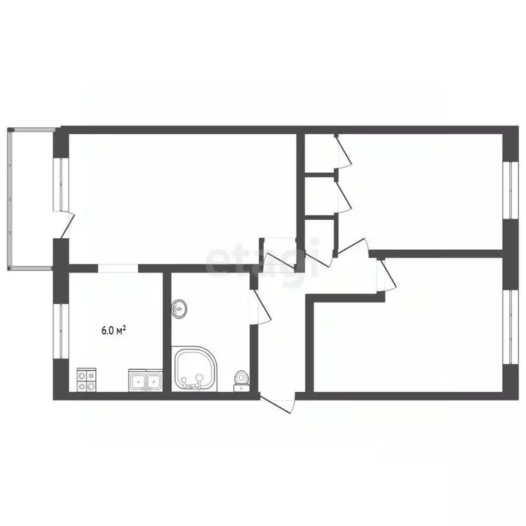 3-к кв. Пермский край, Чернушка Красноармейская ул., 102А (62.3 м) - Фото 2
