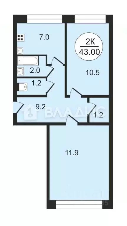 2-к кв. Владимирская область, Владимир Молодежная ул., 5 (43.0 м) - Фото 1