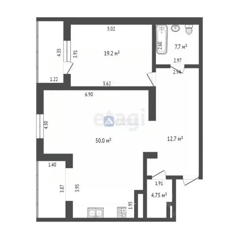 2-к кв. Тюменская область, Тюмень ул. Малыгина, 90 (102.0 м) - Фото 2