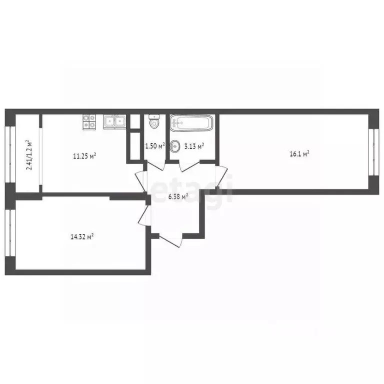 2-к кв. Московская область, Балашиха ул. Лукино, 53А (52.8 м) - Фото 2