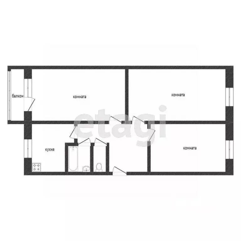 3-к кв. Курганская область, Курган ул. Перова, 18 (63.1 м) - Фото 2