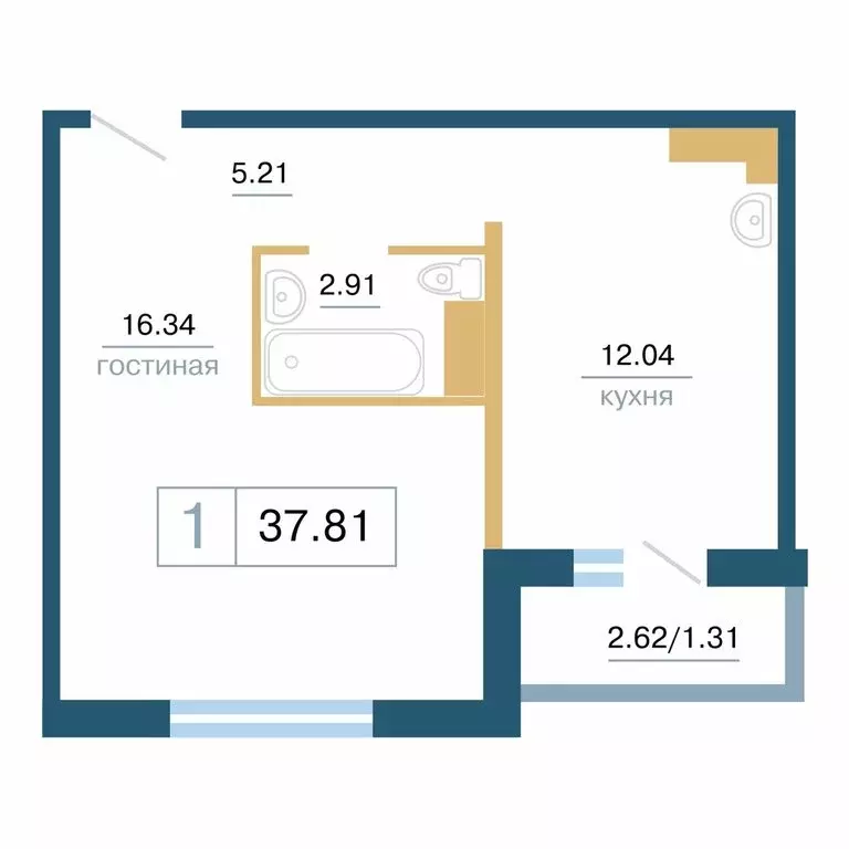 1-комнатная квартира: Красноярск, улица Светлова, 42 (37.81 м) - Фото 0