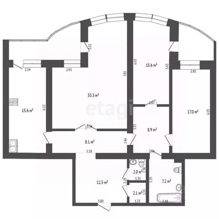 3-к кв. Тюменская область, Тюмень ул. 8 Марта, 2 (122.0 м) - Фото 2