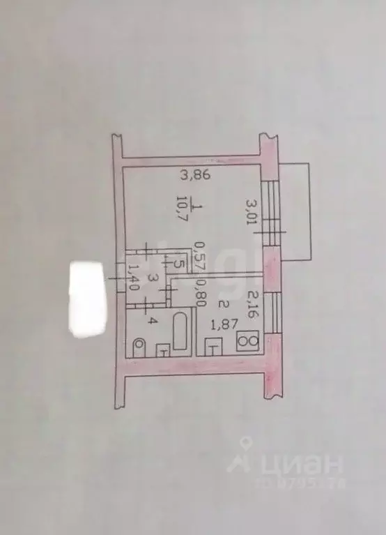 1-к кв. Татарстан, Казань ул. Айдарова, 20 (20.21 м) - Фото 2