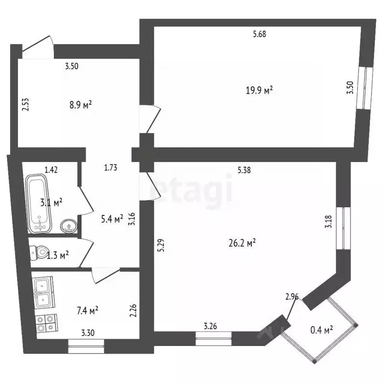 2-к кв. Крым, Евпатория ул. Фрунзе, 51 (72.2 м) - Фото 2