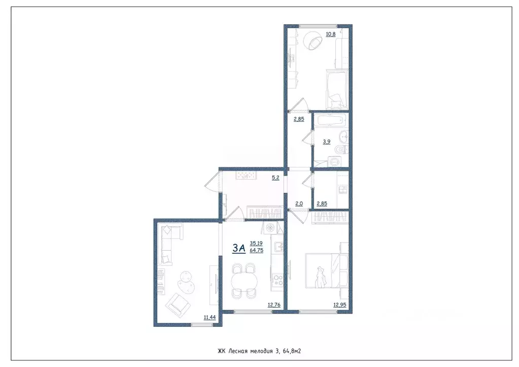 3-к кв. Тверская область, Тверь ул. Левитана, 93А (64.8 м) - Фото 1